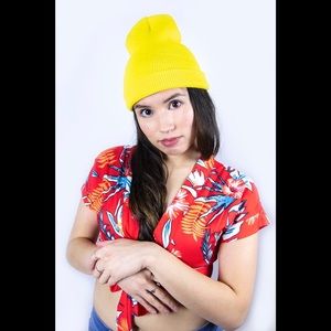 Yellow Winter Cap Slouchy Beanie